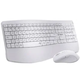 SUBBLIM Combo Dual Prowave SUBKBC-DCOPW1 - Teclado y Ratón Ergonómicos Inalámbricos Recargables, Español QWERTY, Bluetooth 5.3 y USB, Multidispositivo, Blanco